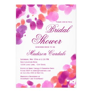 Watercolor Purple Pink Bridal Shower Invitations