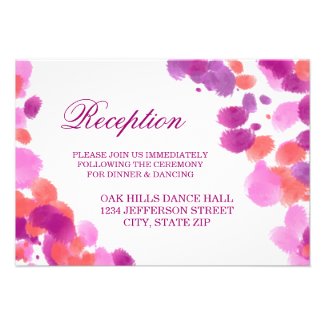 Watercolor Purple Pink Wedding Reception Cards