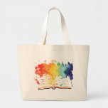 Watercolor Rainbow Book Tote Bag