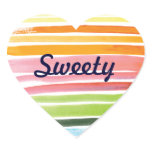 Watercolor rainbow stripes heart sticker