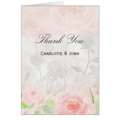 watercolor Rose Garden Modern wedding Thank You Card