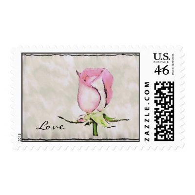 Watercolor Rosebud Postage