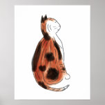 Watercolor Sketch Calico Cat Poster Print
