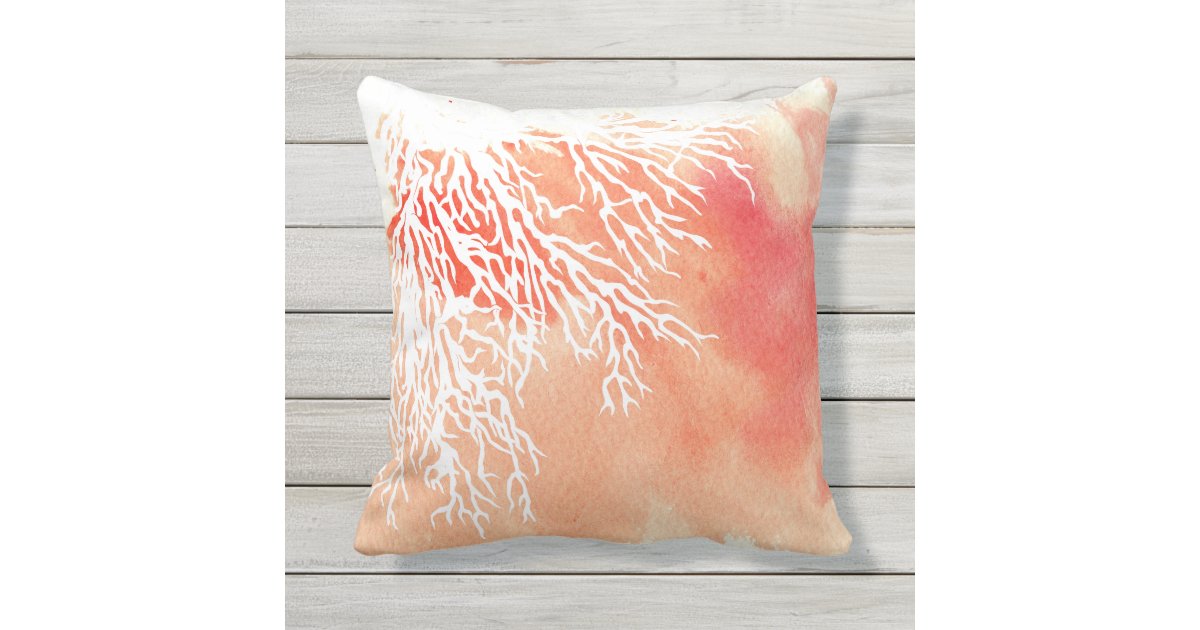 Watercolor splash coral reef modern beach summer outdoor pillow Zazzle