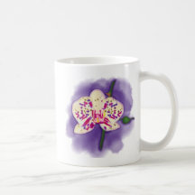 Watercolor Spotted Purple and Cream Orchid Coffee Mugs