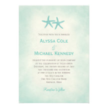 Watercolor Starfish Beach Wedding Invitation