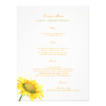 Watercolor Sunflower Wedding Reception Dinner Menu Announcement
