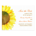 Watercolor Sunflower Yellow & White Save the Date Postcard