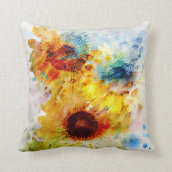 Watercolor Sunflowers Throw Pillow