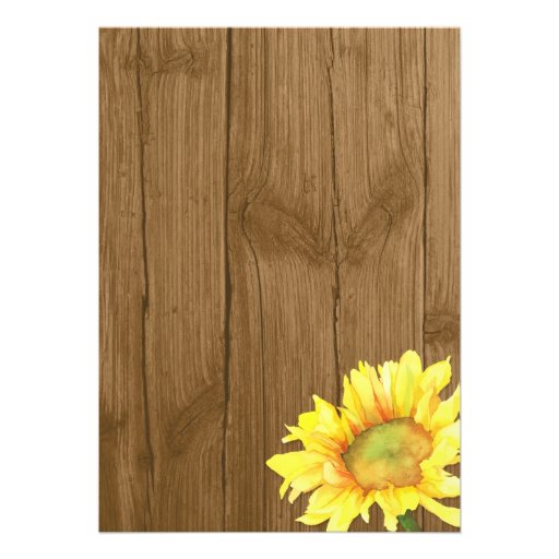 Watercolor Sunflowers + Wood Grain Wedding Invites
