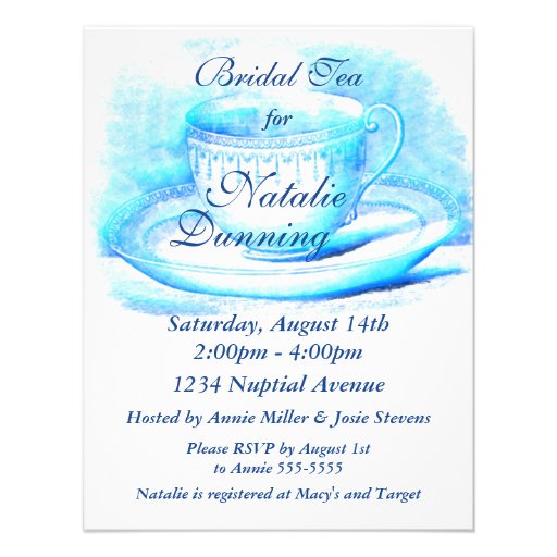 Watercolor Teacup Bridal Shower Invitations
