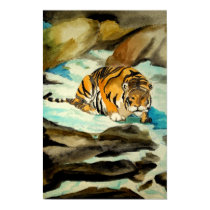 Watercolor Tiger posters