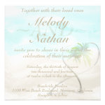 Watercolor Tropical Beach Wedding Invitation