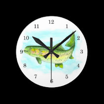 Watercolor Trout Clock wall clocks