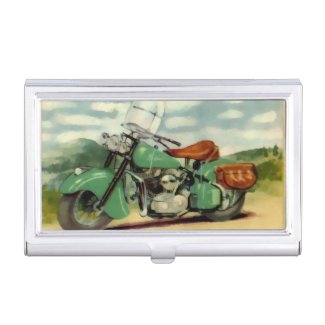 Watercolor Vintage Motorcycle Business Card Case