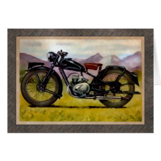 Watercolor Vintage Motorcycle Greeting Cards