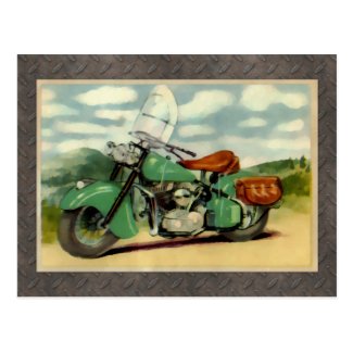 Watercolor Vintage Motorcycle Postcard