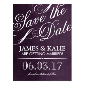 Watercolor Vintage Script Save the Date Postcard