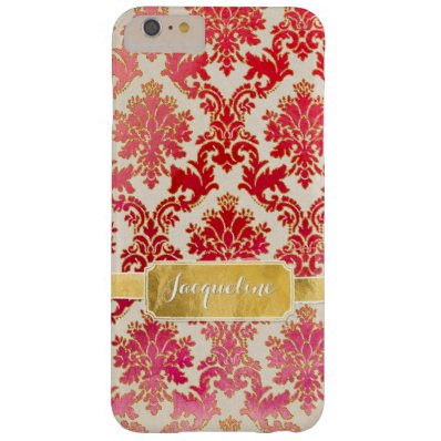 Watercolor Wash Damask w Glitter n Gold Leaf Frame Barely There iPhone 6 Plus Case