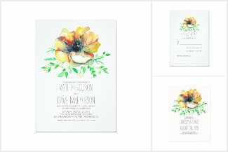 Watercolor Wedding Collection with Summer Flower