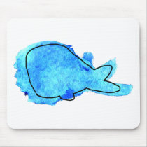 Watercolor Whale Mouse Pads
