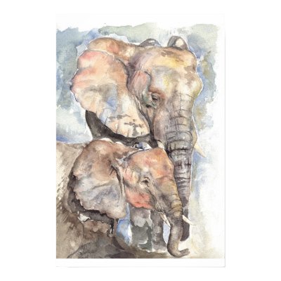 Watercolour elephants posters by creativeflairuk