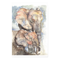 Watercolour elephants posters