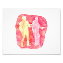 Watercolour sillouttes of two guitar players Pink Photograph