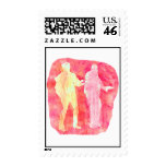 Watercolour sillouttes of two guitar players Pink Postage