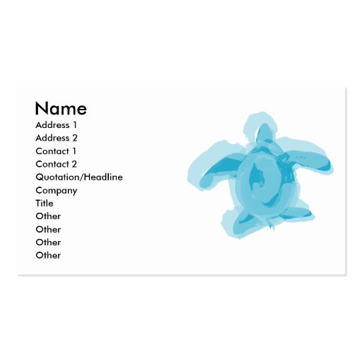 Watercolour Turtle Profile Card Business Card Templates