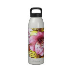 Watercolours and Pastels Pink Hibiscus Art Drinking Bottle