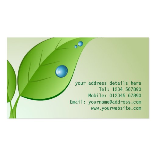 Waterdrops on Leaves Business Card (back side)