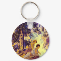 Waterfall - by Maxfield Parrish keychains