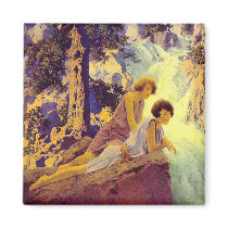 Waterfall - by Maxfield Parrish magnets