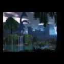 Waterfall fantasy with Dragon Poster