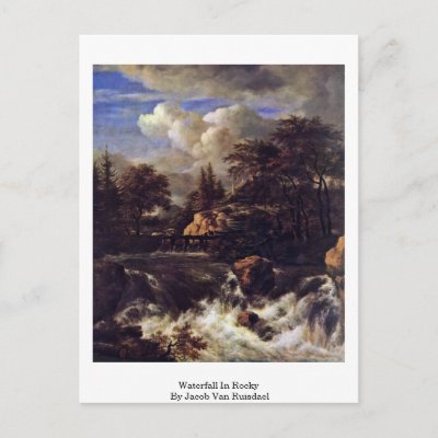 Waterfall In Rocky By Jacob Van Ruisdael Postcard