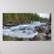 Waterfall In Sheep River In Rocky Mountains