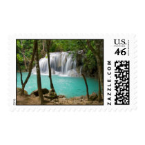 Waterfall in Tropical Forest Stamp