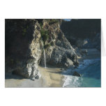 Waterfall Onto Beach Flowing Into Ocean At Big Sur Greeting Cards