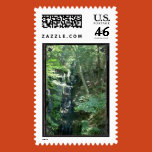 stamp, pond, waterfall, pagoda, koi