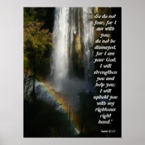 Waterfall & Rainbow Isaiah 41:10 Poster