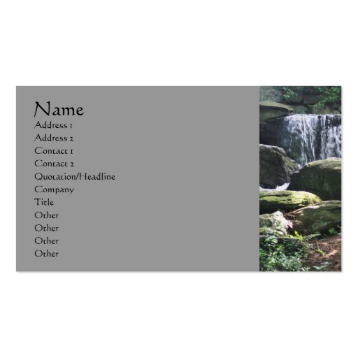 Waterfall Rocks Nature Photography Business Card (front side)