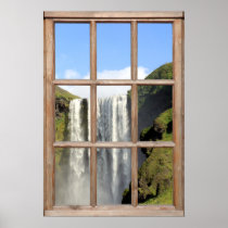 Waterfall View from a Window Poster
