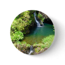 Waterfalls along the Road to Hana, Maui, Hawaii Pinback Button