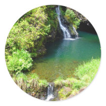 Waterfalls along the Road to Hana, Maui, Hawaii Round Sticker
