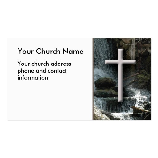 Waterfalls with cross Christian Business Card (front side)
