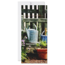 Watering Can and Blue Basket Rack Card Design