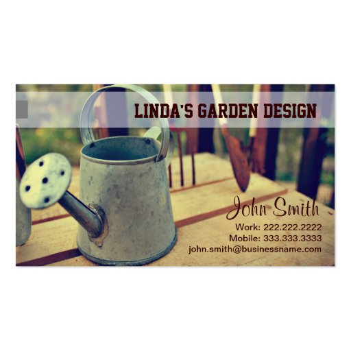 Watering Can Gardening Business Card (front side)