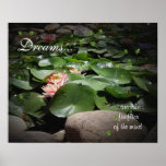 Waterlilies and fireflies watercolor with canvas t posters
