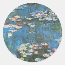 Waterlilies by Claude Monet, Vintage Impressionism Round Sticker